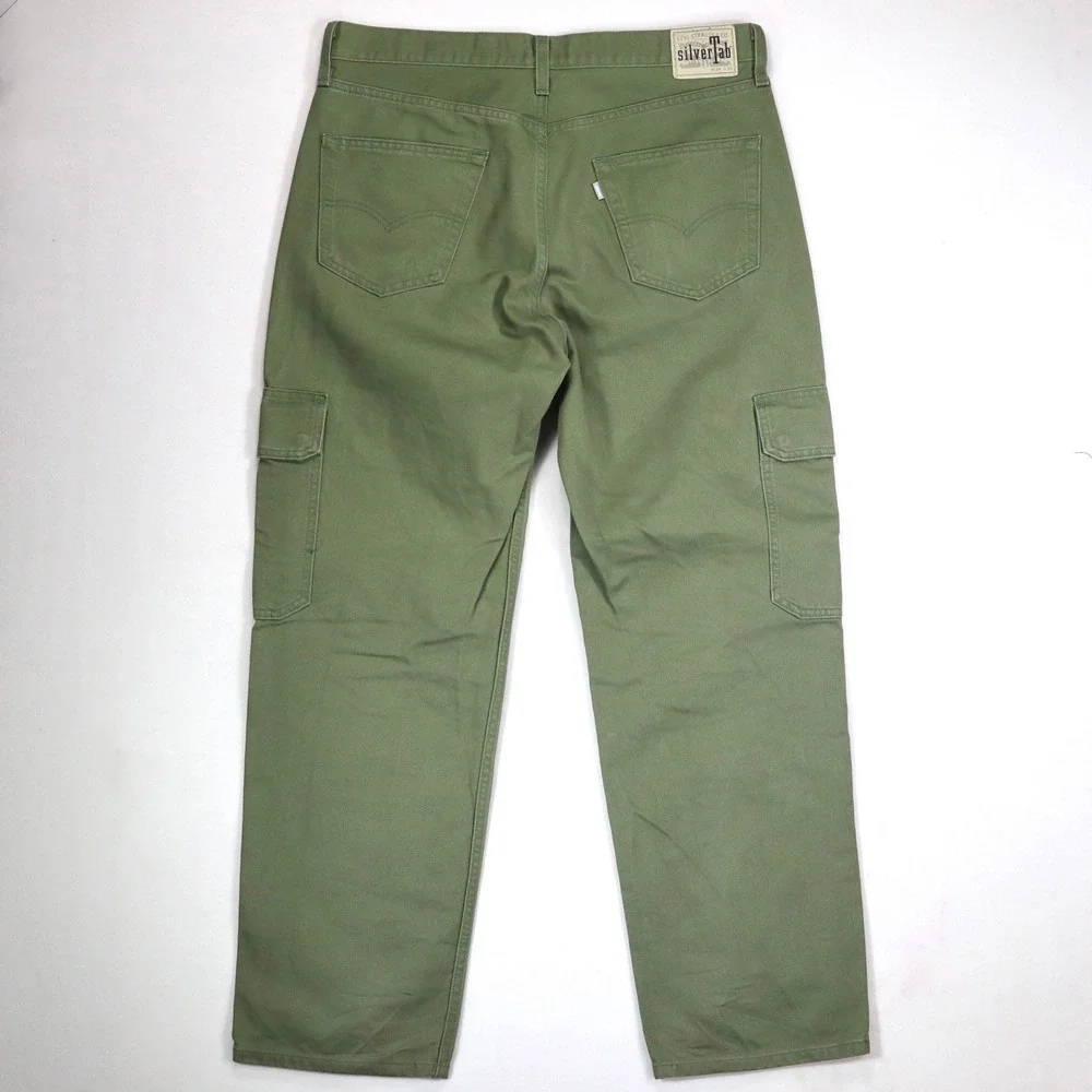 Levi's SilverTab Cargo Pants Mens 34x32 Olive Green Loose Fit Baggy Utility Y2K